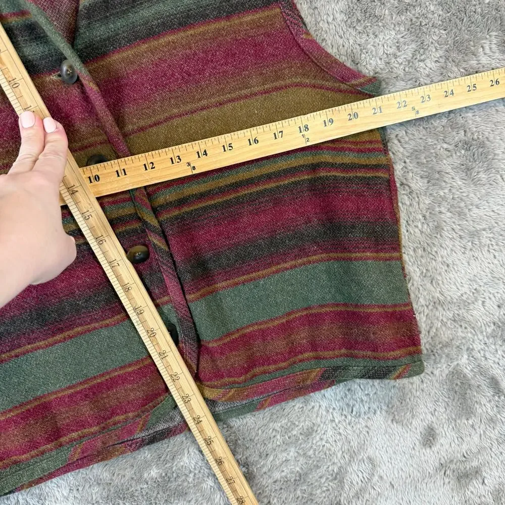 Vintage 90s Southwest Wool Blend Vest Aztec Navajo Stripe Women's L Memphis